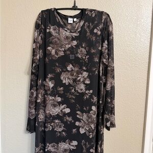 GAP Black and Brown Floral Long Sleeve Maxi Dress NWOT